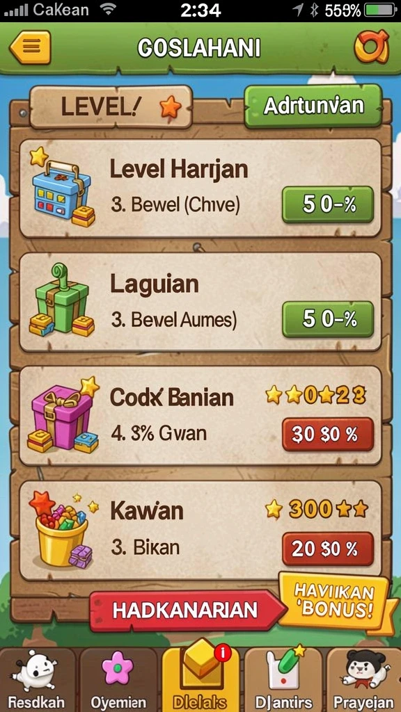 Tantangan menarik di setiap level permainan.