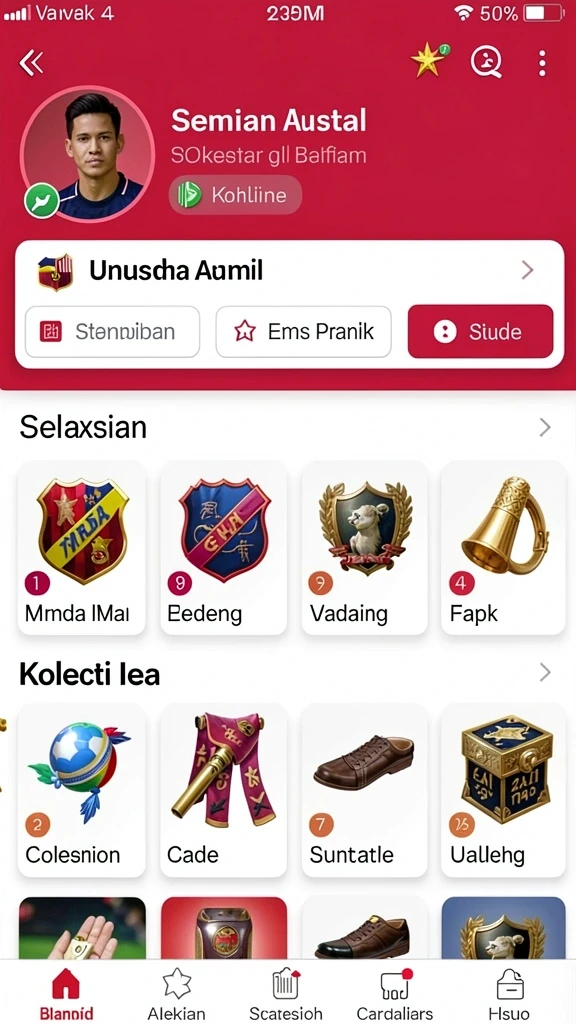 Menunjukkan karakter dengan item eksklusif dalam permainan.